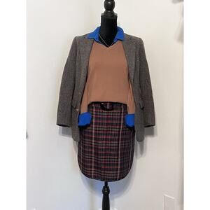 Womens SANDRO Paris Mini Skirt Belted Pockets Plaid Medium 8 Preppy Academia